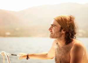 Handsome man on the yacht