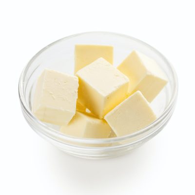 Cubes of butter in bowl